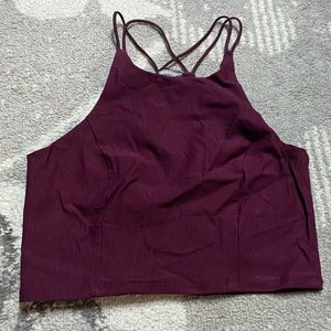 Charlotte Russe Burgundy High Neck Racerback Crop Tank